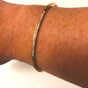 Michael Kors Bracelet Rose Gold Cuff White Crystal Pave in Adjustable Excellent